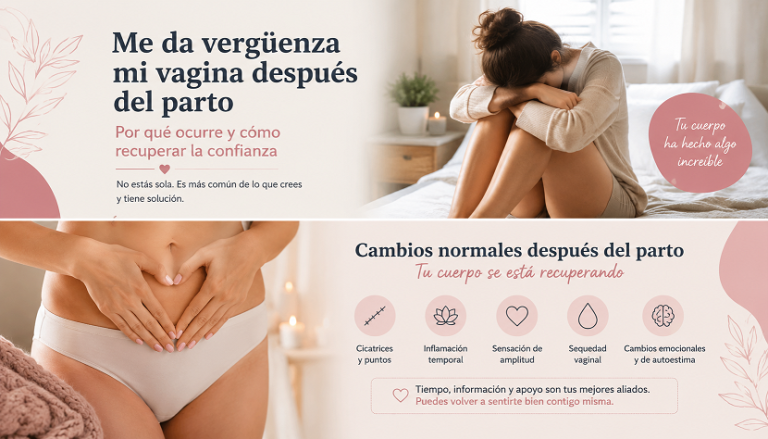 Ilustración sobre la vergüenza de la vagina después del parto y la recuperación posparto